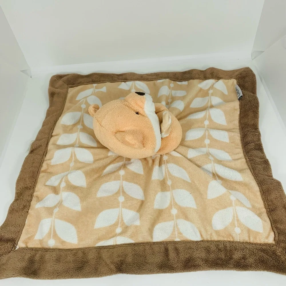 Carter's Orange Fox Plush Lovey Baby Security Blanket Brown White Leaves 2016